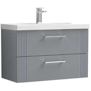 Nuie - Deco Satin Grey 800mm Wall Hung 2 Drawer Vanity Unit and Thin Edge Ceramic Basin - DPF295D Nuie - Deco Satin Grey 800mm Wall Hung 2 Drawer Vanity Unit and Thin Edge Ceramic Basin - DPF295D