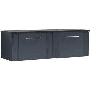 Nuie - Deco Satin Soft Black 1200mm Wall Hung 2 Drawer Vanity Unit with Black Sparkle Worktop - DPF1494LSB2 Nuie - Deco Satin Soft Black 1200mm Wall Hung 2 Drawer Vanity Unit with Black Sparkle Worktop - DPF1494LSB2