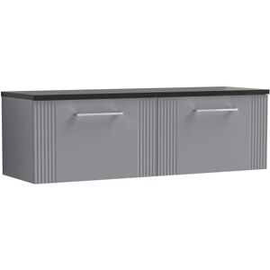 Nuie - Deco Satin Grey 1200mm Wall Hung 2 Drawer Vanity Unit with Black Sparkle Worktop - DPF294LSB2 Nuie - Deco Satin Grey 1200mm Wall Hung 2 Drawer Vanity Unit with Black Sparkle Worktop - DPF294LSB2