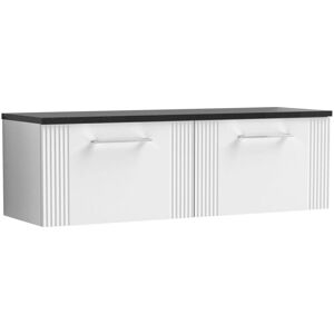 Nuie - Deco Satin White 1200mm Wall Hung 2 Drawer Vanity Unit with Black Sparkle Worktop - DPF194LSB2 Nuie - Deco Satin White 1200mm Wall Hung 2 Drawer Vanity Unit with Black Sparkle Worktop - DPF194LSB2