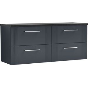 Deco Satin Soft Black 1200mm Wall Hung 4 Drawer Vanity Unit with Black Sparkle Worktop - DPF1493LSB2 - Nuie Deco Satin Soft Black 1200mm Wall Hung 4 Drawer Vanity Unit with Black Sparkle Worktop - DPF1493LSB2 - Nuie