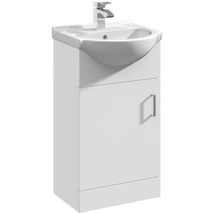 Premier - Nuie Mayford Gloss White 450mm Vanity Unit and Curved Ceramic Basin - VTY450 Premier - Nuie Mayford Gloss White 450mm Vanity Unit and Curved Ceramic Basin - VTY450