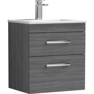 Premier Nuie Athena Wall Hung 2-Drawer Vanity Unit with Basin-2 500mm Wide - Anthracite Woodgrain Premier Nuie Athena Wall Hung 2-Drawer Vanity Unit with Basin-2 500mm Wide - Anthracite Woodgrain