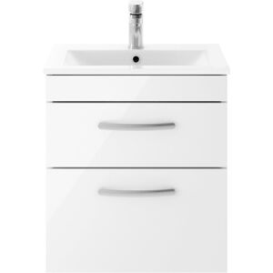 Premier - Nuie Athena Wall Hung 2-Drawer Vanity Unit with Basin-2 500mm Wide - Gloss White Premier - Nuie Athena Wall Hung 2-Drawer Vanity Unit with Basin-2 500mm Wide - Gloss White