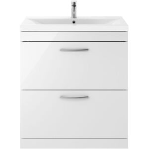 Premier Nuie Athena Gloss White 800mm 2 Drawer Vanity Unit and Mid Edge Ceramic Basin - ATH055A Premier Nuie Athena Gloss White 800mm 2 Drawer Vanity Unit and Mid Edge Ceramic Basin - ATH055A