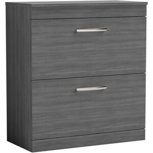 Athena Floor Standing 2-Drawer Vanity Unit and Worktop 800mm Wide - Anthracite Woodgrain - Nuie Athena Floor Standing 2-Drawer Vanity Unit and Worktop 800mm Wide - Anthracite Woodgrain - Nuie