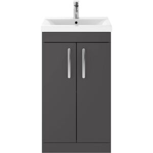 Nuie - Athena Floor Standing 2-Door Vanity Unit with Basin-1 500mm Wide - Gloss Grey Nuie - Athena Floor Standing 2-Door Vanity Unit with Basin-1 500mm Wide - Gloss Grey
