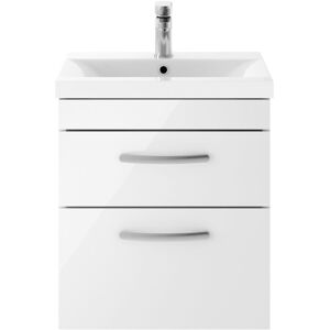Nuie - Athena Wall Hung 2-Drawer Vanity Unit with Basin-1 500mm Wide - Gloss White Nuie - Athena Wall Hung 2-Drawer Vanity Unit with Basin-1 500mm Wide - Gloss White