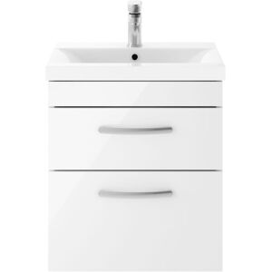 Nuie - Athena Wall Hung 2-Drawer Vanity Unit with Basin-3 500mm Wide - Gloss White Nuie - Athena Wall Hung 2-Drawer Vanity Unit with Basin-3 500mm Wide - Gloss White