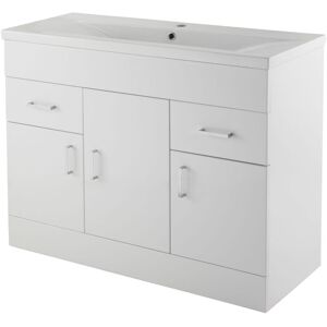 Nuie - Eden Floor Standing 3-Door Vanity Unit and Basin-1 Gloss White - 1000mm Wide Nuie - Eden Floor Standing 3-Door Vanity Unit and Basin-1 Gloss White - 1000mm Wide