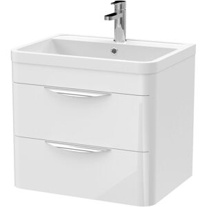 Parade Wall Hung 2-Drawer Vanity Unit with Polymarble Basin 600mm Wide - Gloss White - Nuie Parade Wall Hung 2-Drawer Vanity Unit with Polymarble Basin 600mm Wide - Gloss White - Nuie