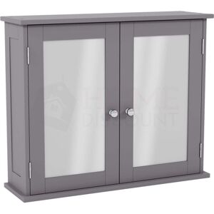 Home Discount - Priano 2 Door Bathroom Cabinet Mirrored Wall Mounted Cabinet, Grey Home Discount - Priano 2 Door Bathroom Cabinet Mirrored Wall Mounted Cabinet, Grey