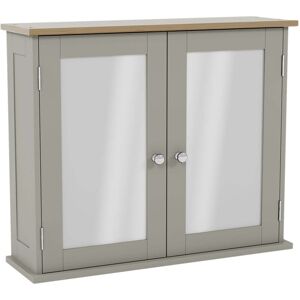 Home Discount - Priano 2 Door Bathroom Cabinet Mirrored Wall Mounted Cabinet, Grey Home Discount - Priano 2 Door Bathroom Cabinet Mirrored Wall Mounted Cabinet, Grey