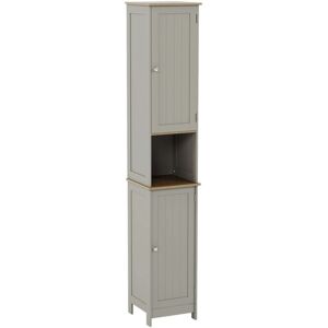 Home Discount - Priano 2 Door Tallboy Freestanding Bathroom Cabinet Cupboard, Grey-&-Oak Home Discount - Priano 2 Door Tallboy Freestanding Bathroom Cabinet Cupboard, Grey-&-Oak