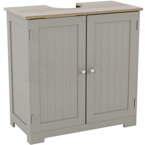 Home Discount - Priano 2 Door Under Sink Cabinet Bathroom Cupboard Storage Unit, Grey-&-Oak Home Discount - Priano 2 Door Under Sink Cabinet Bathroom Cupboard Storage Unit, Grey-&-Oak