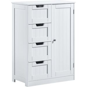 Home Discount - Priano 4 Drawer 1 Door Freestanding Cabinet Bathroom Storage Cupboard, White Home Discount - Priano 4 Drawer 1 Door Freestanding Cabinet Bathroom Storage Cupboard, White