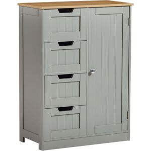 Home Discount - Priano 4 Drawer 1 Door Freestanding Cabinet Bathroom Storage Cupboard, Grey-&-Oak Home Discount - Priano 4 Drawer 1 Door Freestanding Cabinet Bathroom Storage Cupboard, Grey-&-Oak