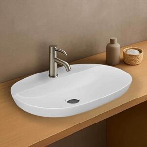 Rak Ceramics - rak Variant Oval Drop-In Wash Basin 600mm Wide 1 Tap Hole - Alpine White Rak Ceramics - rak Variant Oval Drop-In Wash Basin 600mm Wide 1 Tap Hole - Alpine White