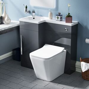 NES HOME Raven lh 900mm Vanity Basin Unit, wc Unit & Elora Back to Wall Toilet Grey NES HOME Raven lh 900mm Vanity Basin Unit, wc Unit & Elora Back to Wall Toilet Grey