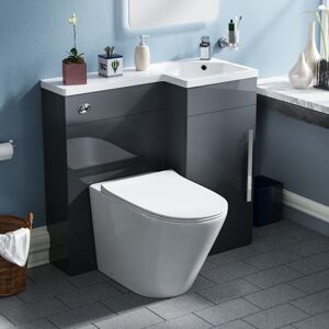 NES HOME Raven RH 900mm Vanity Basin Unit, WC Unit & Ellis UF Back to Wall Toilet Grey NES HOME Raven RH 900mm Vanity Basin Unit, WC Unit & Ellis UF Back to Wall Toilet Grey