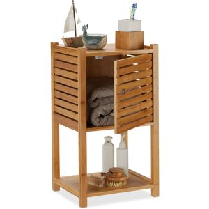 Relaxdays Bamboo Bathroom Cabinet, 2 Tiers, 1 Door Compartment, Compact Unit, H x W x D: 62.5 x 35 x 29 cm, Natural Relaxdays Bamboo Bathroom Cabinet, 2 Tiers, 1 Door Compartment, Compact Unit, H x W x D: 62.5 x 35 x 29 cm, Natural