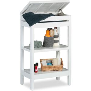 Relaxdays - Bamboo Shelf, Standing Shelf, 3 Storeys, Slot with Lid, Open, hwd 76.5 x 46 x 29.5 cm, White Relaxdays - Bamboo Shelf, Standing Shelf, 3 Storeys, Slot with Lid, Open, hwd 76.5 x 46 x 29.5 cm, White