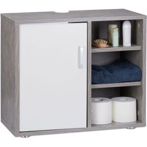 Relaxdays - Basin Vanity Unit, One Door, Bathroom Under-Sink Cabinet, Siphon Cut-Out 51x60x32 cm, Grey Relaxdays - Basin Vanity Unit, One Door, Bathroom Under-Sink Cabinet, Siphon Cut-Out 51x60x32 cm, Grey