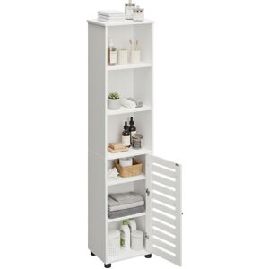 Relaxdays bathroom cabinet with door, HWD: 167x30x40 cm, 6 shelves, tall & narrow, bathroom tall cabinet, white Relaxdays bathroom cabinet with door, HWD: 167x30x40 cm, 6 shelves, tall & narrow, bathroom tall cabinet, white