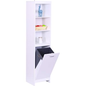 Relaxdays laundry cabinet, fold-out laundry bag 44 l, 3 shelves, HWD: 172 x 40 x 35 cm, tall bathroom cabinet, white Relaxdays laundry cabinet, fold-out laundry bag 44 l, 3 shelves, HWD: 172 x 40 x 35 cm, tall bathroom cabinet, white