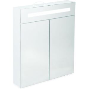 Relaxdays - led Mirror Cabinet, 2 Doors, 3 Compartments, Power Socket, led Wall Shelf, Steel h x w x d: 67 x 60 x 12 cm, White Relaxdays - led Mirror Cabinet, 2 Doors, 3 Compartments, Power Socket, led Wall Shelf, Steel h x w x d: 67 x 60 x 12 cm, White