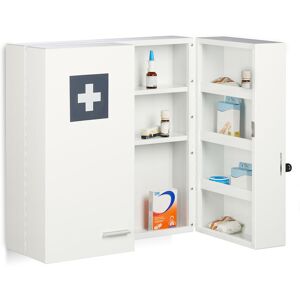 Medicine Cabinet, Lockable, 11 Compartments, Steel, HxWxD: 53 x 53 x 21.5 cm, Double Door, First Aid, White - Relaxdays Medicine Cabinet, Lockable, 11 Compartments, Steel, HxWxD: 53 x 53 x 21.5 cm, Double Door, First Aid, White - Relaxdays