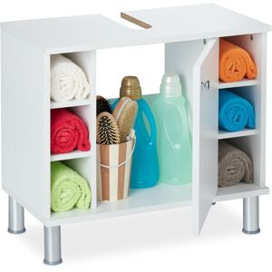Relaxdays - Bathroom Cabinet, Free Standing, Wooden, Decor, Storage, 7 Shelves, Cupboard, HxWxD: 53.5 x 60 x 32cm, White Relaxdays - Bathroom Cabinet, Free Standing, Wooden, Decor, Storage, 7 Shelves, Cupboard, HxWxD: 53.5 x 60 x 32cm, White