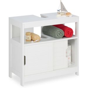 Relaxdays - Base Cabinet, 2 Compartments, Sliding Doors, Siphon Cut-out, Bathroom Vanity Unit, 60.5 x 60 x 30 cm, White Relaxdays - Base Cabinet, 2 Compartments, Sliding Doors, Siphon Cut-out, Bathroom Vanity Unit, 60.5 x 60 x 30 cm, White
