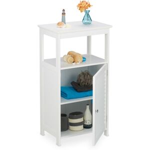 Relaxdays - Bathroom Cabinet, Free Standing, Wooden, Bamboo, Storage, 3 Shelves, Cupboard, HxWxD: 83 x 45 x30cm, White Relaxdays - Bathroom Cabinet, Free Standing, Wooden, Bamboo, Storage, 3 Shelves, Cupboard, HxWxD: 83 x 45 x30cm, White