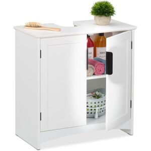 Under Sink Cabinet, 2 Doors, hwd: 60 x 60 x 30 cm, mdf, Bathroom Storage Unit, Washbasin Cupboard, White - Relaxdays Under Sink Cabinet, 2 Doors, hwd: 60 x 60 x 30 cm, mdf, Bathroom Storage Unit, Washbasin Cupboard, White - Relaxdays