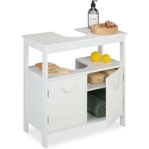 Relaxdays Vanity Unit, 2 Compartments, Cut Out for Sink, Rope Handles, Bathroom Cabinet, HxWxD: 60 x 60 x 30 cm, White Relaxdays Vanity Unit, 2 Compartments, Cut Out for Sink, Rope Handles, Bathroom Cabinet, HxWxD: 60 x 60 x 30 cm, White