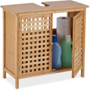 Relaxdays - Washbasin Base Cabinet, HxWxD: 61 x 66 x 30 cm, 1 Shelf, mdf, Bathroom, Natural Bamboo Relaxdays - Washbasin Base Cabinet, HxWxD: 61 x 66 x 30 cm, 1 Shelf, mdf, Bathroom, Natural Bamboo
