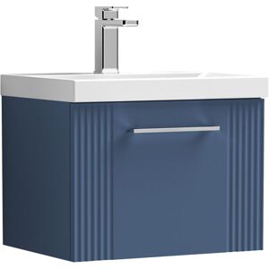 Retro 1 Drawer Wall Hung Vanity Unit with Mid-Edge 1 Tap Hole Ceramic Basin - 500mm - Satin Blue Balterley Retro 1 Drawer Wall Hung Vanity Unit with Mid-Edge 1 Tap Hole Ceramic Basin - 500mm - Satin Blue Balterley