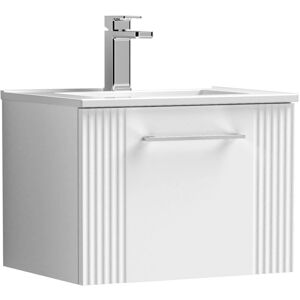 Balterley - Retro 1 Drawer Wall Hung Vanity Unit with Minimalist 1 Tap Hole Ceramic Basin - 500mm - Satin White Balterley - Retro 1 Drawer Wall Hung Vanity Unit with Minimalist 1 Tap Hole Ceramic Basin - 500mm - Satin White