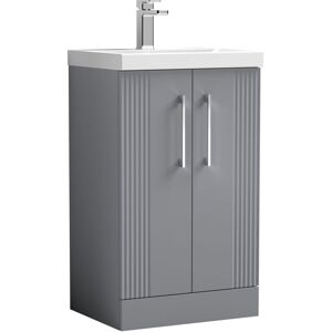 Retro 2 Door Floor Standing Vanity Unit with Mid-Edge 1 Tap Hole Ceramic Basin - 500mm - Satin Grey Balterley Retro 2 Door Floor Standing Vanity Unit with Mid-Edge 1 Tap Hole Ceramic Basin - 500mm - Satin Grey Balterley