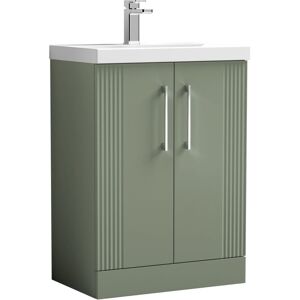 Retro 2 Door Floor Standing Vanity Unit with Thin-Edge 1 Tap Hole Ceramic Basin - 600mm - Satin Green Balterley Retro 2 Door Floor Standing Vanity Unit with Thin-Edge 1 Tap Hole Ceramic Basin - 600mm - Satin Green Balterley