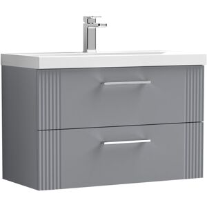 Balterley - Retro 2 Drawer Wall Hung Vanity Unit with Thin-Edge 1 Tap Hole Ceramic Basin - 800mm - Satin Grey Balterley - Retro 2 Drawer Wall Hung Vanity Unit with Thin-Edge 1 Tap Hole Ceramic Basin - 800mm - Satin Grey
