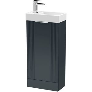 Balterley - Retro Floor Standing 1 Door Cloakroom Vanity Basin Unit - 400mm, Satin Dark Grey Balterley - Retro Floor Standing 1 Door Cloakroom Vanity Basin Unit - 400mm, Satin Dark Grey