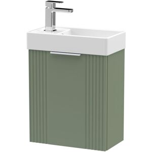 BALTERLEY Retro Wall Hung 1 Door Cloakroom Vanity Basin Unit - 400mm, Satin Green BALTERLEY Retro Wall Hung 1 Door Cloakroom Vanity Basin Unit - 400mm, Satin Green