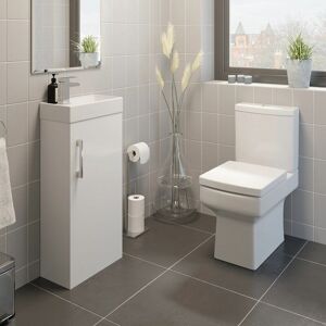 AQUARI White Bathroom Suite Cloakroom Vanity Unit Square Close Coupled Toilet Basin Set AQUARI White Bathroom Suite Cloakroom Vanity Unit Square Close Coupled Toilet Basin Set