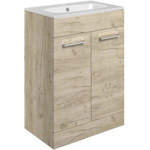 Signature - Aalborg Floor Standing 2-Door Vanity Unit with Basin 610mm Wide - Oak Signature - Aalborg Floor Standing 2-Door Vanity Unit with Basin 610mm Wide - Oak