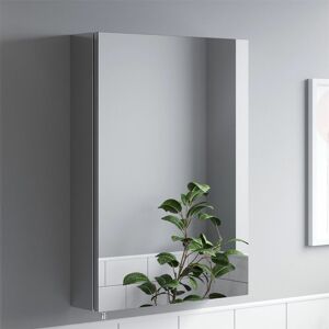Aquari - Bathroom Mirror Cabinet Wall Mounted Stainless Steel Single Door 500 x 700mm Rectangular - Silver Aquari - Bathroom Mirror Cabinet Wall Mounted Stainless Steel Single Door 500 x 700mm Rectangular - Silver