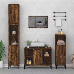 Sink Cabinet Smoked Oak 80x33x60 cm Engineered Wood Vidaxl Sink Cabinet Smoked Oak 80x33x60 cm Engineered Wood Vidaxl