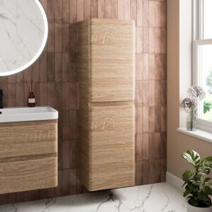 Aquari - Tall Bathroom Cabinet Storage Cupboard Wall Mounted Tallboy Unit Wood Effect Aquari - Tall Bathroom Cabinet Storage Cupboard Wall Mounted Tallboy Unit Wood Effect
