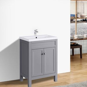 NRG - Traditional Bathroom Vanity Sink Unit Cabinet Basin Floor Standing Storage Furniture 600mm Grey NRG - Traditional Bathroom Vanity Sink Unit Cabinet Basin Floor Standing Storage Furniture 600mm Grey